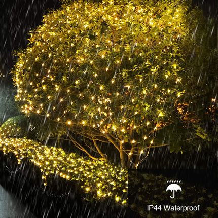 Net String Lights Solar Powered Outdoor Tree Light 15 x 5ft Mesh Light Garden Twinkle Light with Remote for Outdoor Lawn Yard Fence Indoor Decor(Warm White)