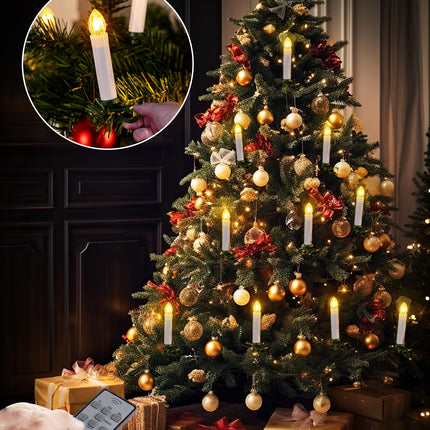 Homemory 20 PCS LED Window Candles with Remote Timer, Battery Operated Flameless Taper Christmas Candles Light with Clips/Suction Cups, Flickering Warm White Light, Dia 0.7''x 4''