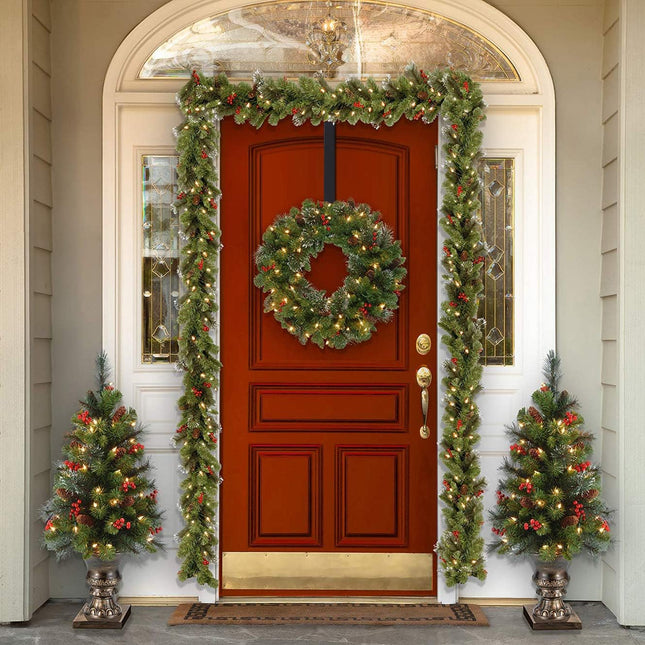 Wreath Hanger,Easter Decorations Adjustable Wreath Hanger for Front Door Decor from 14.9-25",Over The Door Hooks Organizer 20 lbs Larger Door Wreath Hanger Christmas Wreaths Decorations Hook