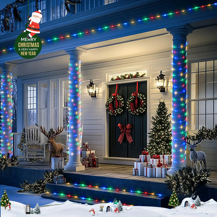 33 Ft 100 LED Solar Camping Lights, 2 Pack Trampoline Lights Solar Powered, 8 Modes Solar Lights for Camping Tent Slid Ladder Trampoline Accessories (Multicolor)