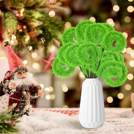 6PCS Green Furry Christmas Picks, Christmas Ornaments Picks Spiral Curly Picks Spray Stems Christmas Tree Picks Vase Filler Branches Sticks for Christmas Tree Decorations Tree Topper Wreath Party