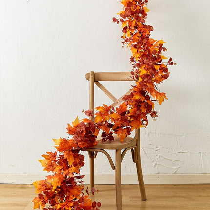 Thanksgiving Decorations - Fall Decor - Fall Garland - 9FT Autumn Maples Leaf Garland for Autumn Decor Hanging Vine Garland for Halloween Thanksgiving Decor Home Wedding Fireplace Party Christmas