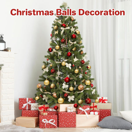 DeckTheHalls Christmas Ornaments, 30 Pcs 2.5 Inch Christmas Decoration Balls for Xmas Tree Hanging, Shatterproof Christmas Ball Ornaments for Festival Home Party Decors, (Red & Gold)