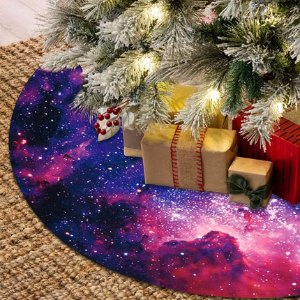 Purple Christmas Tree Skirt, Small Tree Mat 36", Galaxy Purple Blue Christmas Decoration Ornament for Xmas Holiday Party