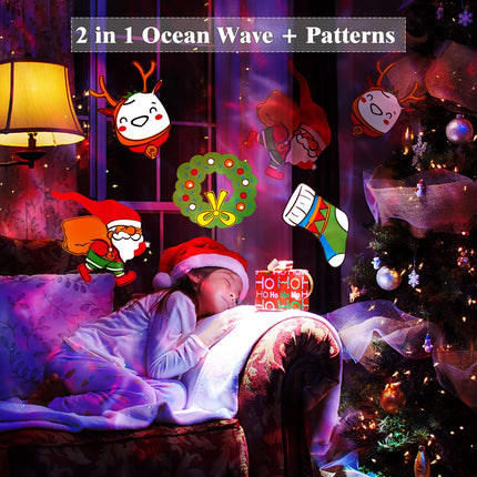 Christmas Halloween Projector Lights Outdoor,Holiday Lights Projector with Remote Control Timer,26 HD Effects (3D Ocean Wave & Patterns) Waterproof Landscape Lights for Halloween Party Decorations