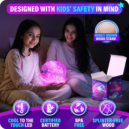 Mind-Glowing Galaxy Moon Lamp with 16 Colors, Touch/Remote, Wood Stand - Teen Girls Trendy Stuff - Christmas for 6 7 8 9 10 11 12 Year Old Teenage Girl - Cool Night Light for Kids (8.0 inch)