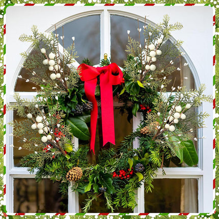 10 Pcs Christmas Floral Picks 13.7 Inch Christmas Berry Picks with Holly Berries Artificial White Berry Stems Pine Sprigs Branches Floral Arrangement for Xmas Tree Wreath DIY Holiday Decor