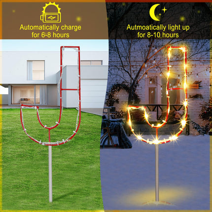 VIHOSE 3 Pcs Solar Christmas Joy Nativity Lighted Decorations Metal Joy Letters Outdoor Solar Stake Christmas Decorations Yard Joy Lighted Sign for Holiday Xmas Garden Church Eve Party Night Decor