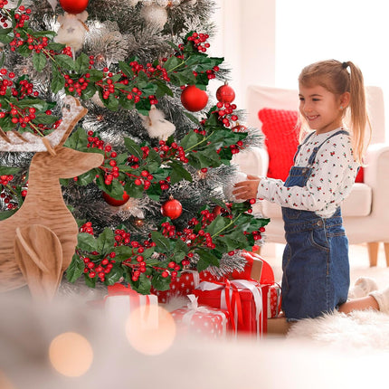 2Pcs Red Berry Christmas Garland 5.74FT Artificial Berries Garland for Mantle Indoor Outdoor Decoration Christmas Home Fireplace Winter Christmas Holiday Year Decor