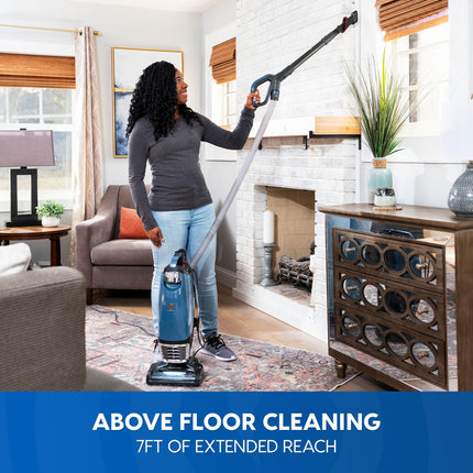 Vacmaster Ub0302E Bagged Upright Vacuum Lightweight Cleaner 2Motor Power Suction With Hepa Filtration, Led Headlight For Pet Hair, Carpet And Hardwood Floor, Blue