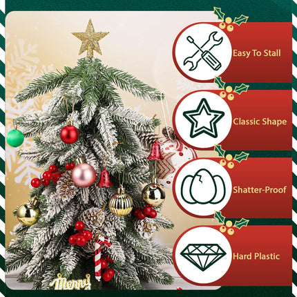 Mini Christmas Tree Topper Small Star Tree Topper Christmas Star Treetop for Small Christmas Ornaments Decorative Tree Star for Xmas Christmas Party(2.36 Inch,Glitter Gold)