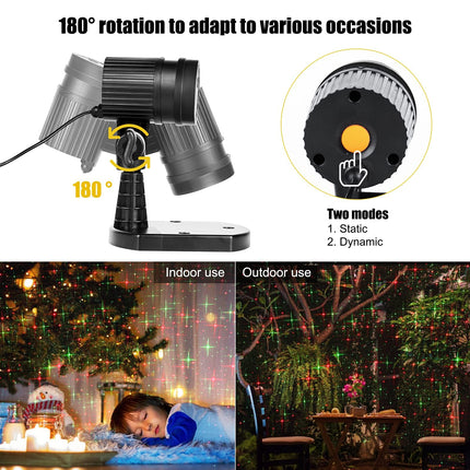 Christmas Projector Laser Lights Outdoor Red and Green Starry Projection Light 3 Working Modes Waterproof Plug in Mountable Landscape Lights for Holiday Xmas Indoor Party Year Decoration Show