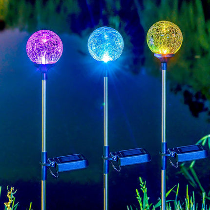 Solpex Solar Lights Garden, 3 Pack Solar Lights Outdoor, Christmas MultiColor Changing Garden Spheres Large Outdoor Waterproof