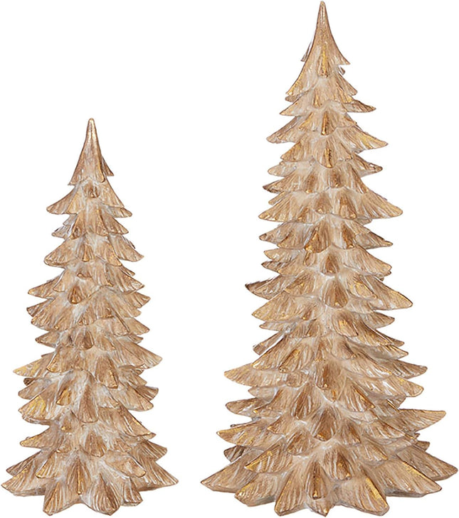 RAZ Imports Winter Botanicals 15" Tree, Set of 2 - Festive Miniature Tree Sculpture and Tabletop Holiday Decoration - Cute Christmas Topiaries and Plant Figurines for Tables, Shelves and Desks