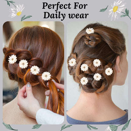 10pcs Fabric Flower Hair Clips Set Solid Color Rhinestone Center Party & Daily Wear ÃƒÂ¢Ã¢â€šÂ¬Ã¢â‚¬Å“ White Chinese Style Bridal Headwear