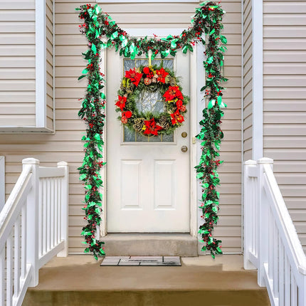 23 Ft Christmas Tinsel Garland Red and Green Hanging Garland Christmas Metallic Garland Christmas Party Decorations for Christmas Wedding Birthday Indoor Outdoor Party Decoration Supplies