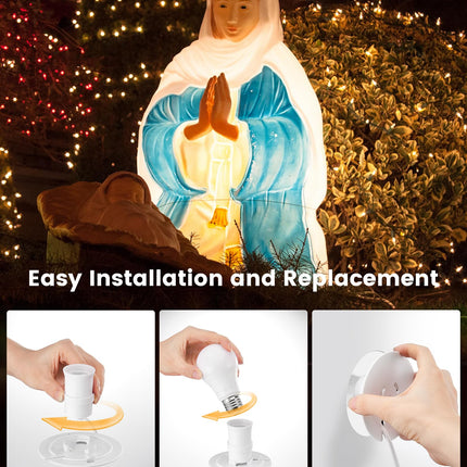 SURAIELEC 2-Pack Blow Mold Light Kit Replacement, Outdoor Blow Mold Lights with E26 E27 Socket, 3.5" Universal Light Plate for Blow Mold Santa, Wisemen, Halloween Christmas Village House, 5 FT Cord