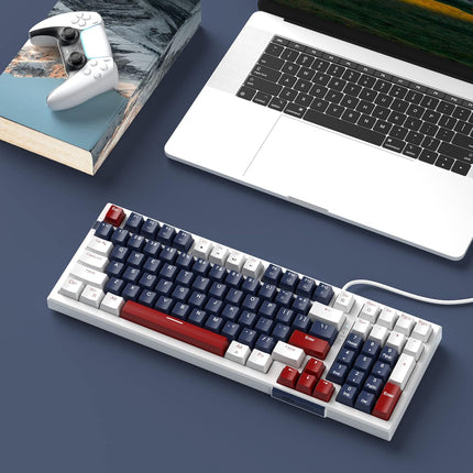 Mechanical Gaming Keyboard, Clicky Blue Switches Gaming Keyboard,Wired Mechanical Keyboard with LED Backlit, Ergonomic Keyboard with Num Pad for Gaming,Office,Work,PC,Laptop,Mac,Windows(black&grey)