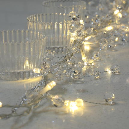 Soaoo 4 Pack 48 Inch Acrylic Crystal Diamond Garland Crystal Garland Strands with LED Strings for Christmas Tree Beaded Garland Decor Ice Wire Garland Wedding Party Decoration