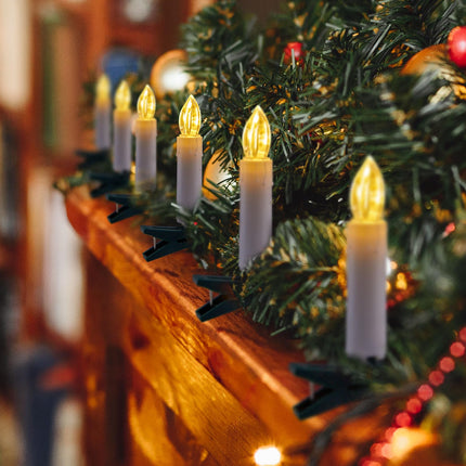 Christmas Tree Candle String Lights Plug in, 50 LED Flameless Candle Lights with Clips, 48Feet Candle Twinkle Lights for Xmas Tree Festive Holiday Seasonal Celebration Decoration, Warm White