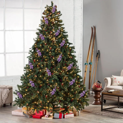 16 Pieces Artificial Glitter Berries Stems, 8-Inch Frosted Christmas Picks Berry Sprays Twig Glitter Holly Berry Branches for Xmas Tree Fillers Ornaments, Wreath, Crafts, Home Holiday Decor (Purple)