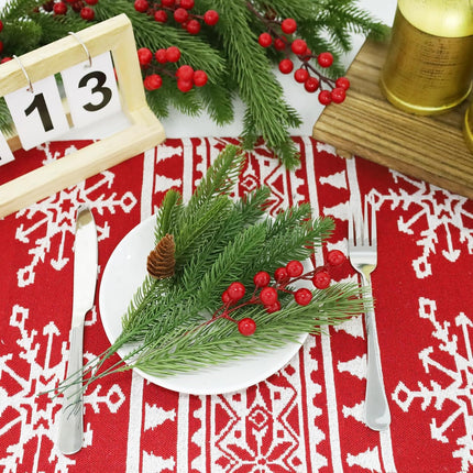 70 Pcs Christmas Artificial Pine Branches and Red Holly Berries,Christmas Faux Greenery Picks Fake Cedar Pine Needles for DIY Wreath Garland Home Decoration