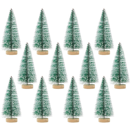 Juvale 12 Pack Mini Christmas Trees for Tabletop, Xmas Holiday Home Indoor Decorations, 4.25 x 2 inches