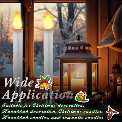 8 Pcs Christmas LED Window Candles with Sensor Dusk to Dawn Light Sensor 9.37 Inches Cordless Flameless Battery Taper Candles with Flickering Amber Flame for Home Decor (Silver)