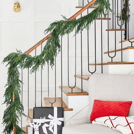 Christmas Norfolk Pine Garland - 6ft Artificial Pine Greenery Garlands, Norfolk Pine Leaves Real Touch Garland for Christmas Holiday Mantle Fireplace Table Home Decor (6 feet)