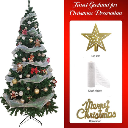 ptlsy 6FT Christmas Tree Artificial Pine Christmas Tree with Solid Metal Stand 800 Branch Tips and Decorations Perfect for Indoor and Outdoor Holiday (Green)