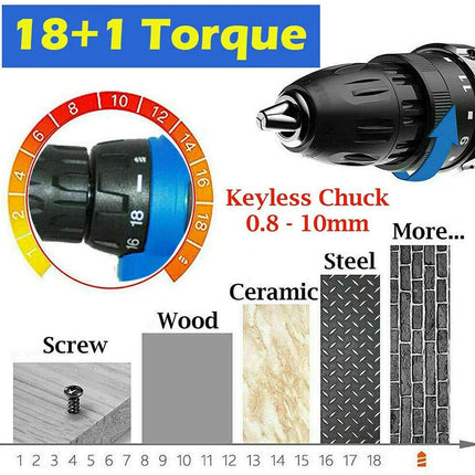 DayPlus 21V Cordless Drill with 1ÃƒÆ’Ã¢â‚¬â€1.5Ah Battery, Heavy Duty Electric Drill and Screwdriver Set, Impact Driver 45Nm, 2900RPM Max Speed, 2 Speed, Forward and Reverse Setting, LED Worklight