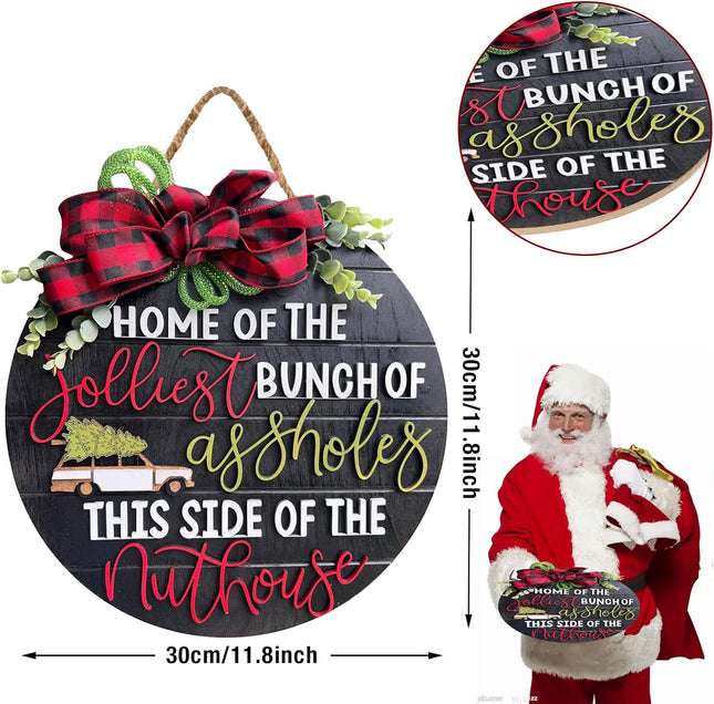 Christmas 3D Door Hanger Sign-National Lampoons Christmas Welcome Sign for Front Door-Rustic Farmhouse Christmas Hanging Sign for Home Decor House Christmas Vacation Decor (C style)