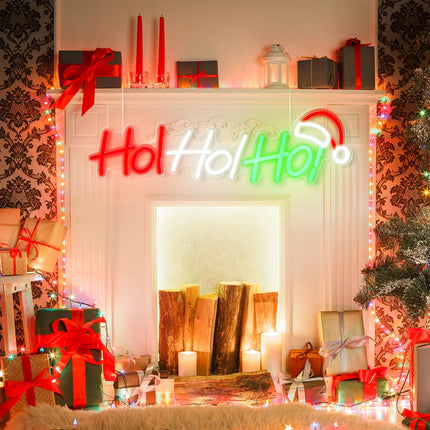 Hoho Christmas Neon Sign Large LED Light Christmas Signs Merry Christmas Neon Light Merry Christmas Light up Sign for Window Hoho Neon Christmas Decorations for Christmas Party Bedroom