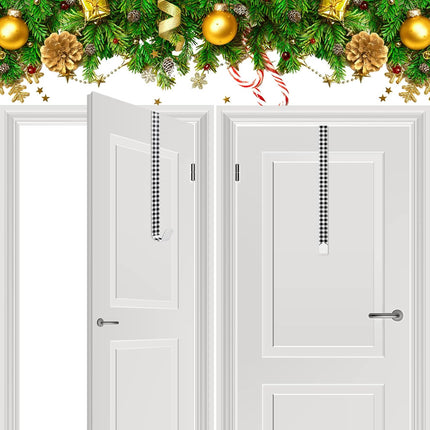 Whaline 2Pcs Christmas Wreath Hanger, 15 Inch Wreath Hangers for Front Door Plaids Xmas Wreath Door Hanger Long Metal Over The Door Wreath Hook Hanger for Xmas Wreath Home Decoration