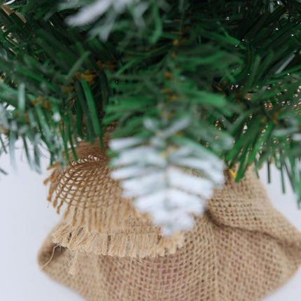 Tabletop Desktop Mini Christmas Artificial Pine Tree Miniature Flocked Snow Decoration PVC, 1.5ft/45cm