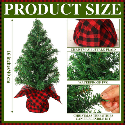 Ceenna 6 Pcs Artificial Christmas Tree Unlit Fake Christmas Tree Tabletop Decorative Xmas Fake Pine Tree Decor with Base for Table Decorations (15.75 Inch)