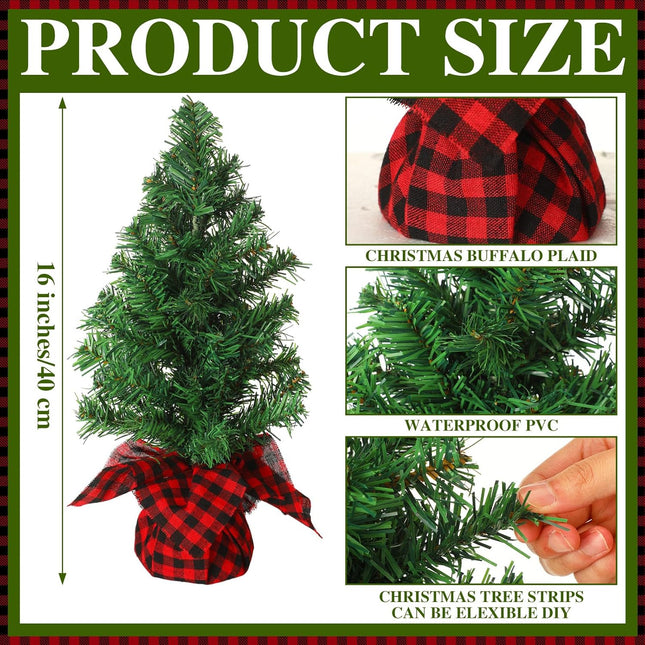 Ceenna 6 Pcs Artificial Christmas Tree Unlit Fake Christmas Tree Tabletop Decorative Xmas Fake Pine Tree Decor with Base for Table Decorations (15.75 Inch)