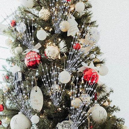 22 Pack Artificial Glitter Berry Stem Ornaments,Silver Christmas Glitter Picks Artificial Berries Stems Ornaments Fake Xmas Stem Decorative Sticks for Vases Tall DIY Wreath Home Decor(Silver)