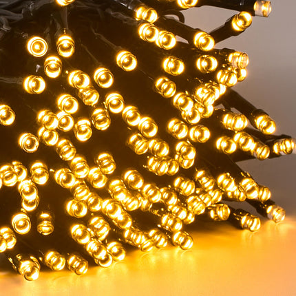 F5 300 LED 100FT Christmas Lights Indoor, Plug in Warm White Christmas String Lights Outdoor,Green Wire Waterproof Christmas Tree Lights for Halloween Wedding Party Home Decos