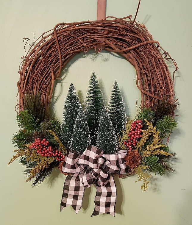 Bottle Brush Trees Christmas Decor, Small Mini Christmas Trees for Tabletop, Christmas Decorations for Indoor Kitchen Village Table Centerpieces, Mini Green Xmas Flocked Frosted Sisal Tree
