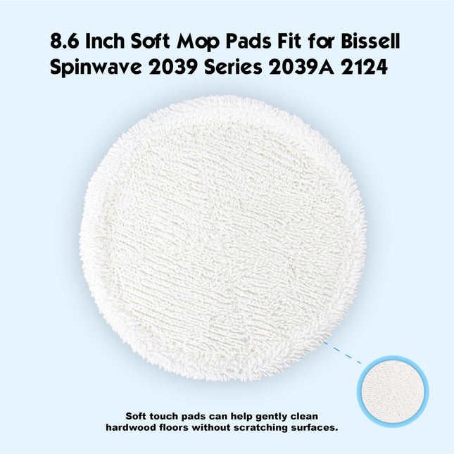 Ltwhome 8.6 Inch Soft Mop Pads Fit For Bissell Spinwave 2039 Series 2039A 2124 Pack Of 6
