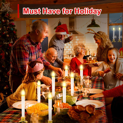 HINZER Christmas Window Candles with Timer Remote 8 Pack Battery Operated Candles LED Candle Lights Christmas Decorations Electric Candles Window Lights Flameless Taper Candles with Suction Cups