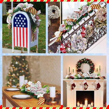 35 Inches Christmas Mailbox Swag Artificial Candy Green Red Dot Christmas Swag Wreath with Pine Needles Pinecones Berries and Bow Front Door Hanging Decoration for Xmas Fireplace