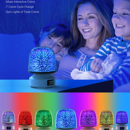 Night Light Bluetooth Speaker Alarm Clock Bedroom Bedside Table Lamp 360 Rotation 7 Color Changing LED Dimmable Nightlight,Cool Birthday Christmas for 13 14 15 16 17 18 Year Old Teens Boys Girls