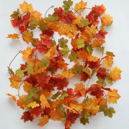 MIZII Fall Decor 3 Strands Artificial Maples Leaf Garland 6FT Autumn Maple Leaves Vines Fall Garland for Thanksgiving Halloween Home Porch Mantle Fireplace Farmhouse Harvest Decorations (Maple)
