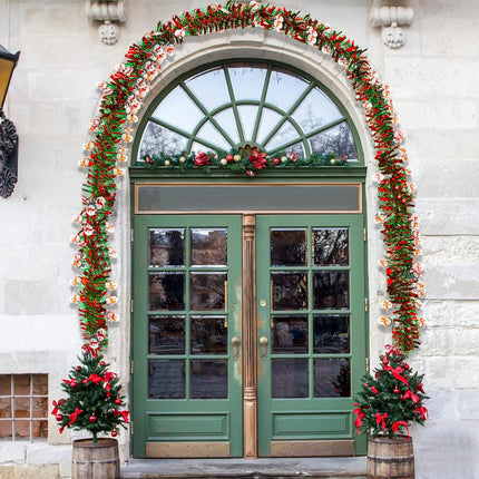Christmas Tinsel Garland Artificial Christmas Garland Xmas Metallic Twist Hanging Garland Fireplace Mantel Wreath Decor for Staircase Railing Indoor Outdoor Ornaments (Snowman Style,19.7 Feet)