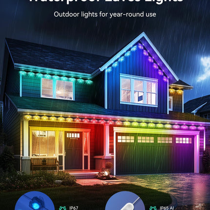 Permanent Outdoor Lights, Smart RGB Northern Lights Outdoor Lights, 400ft with 288 LED Eaves Lights IP67 Waterproof for Christmas, Year, Party, Halloween, Smart APP & Voice Control