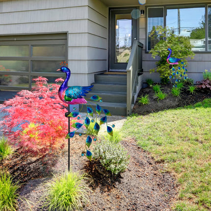 DREAMSOUL Peacock Solar Garden Lights Outdoor Decorative Stake, Waterproof Metal Peacock Garden Decor Solar Powered Landscape LED Path Lights Walkway Patio Yard Outside Decoration Lawn Ornament