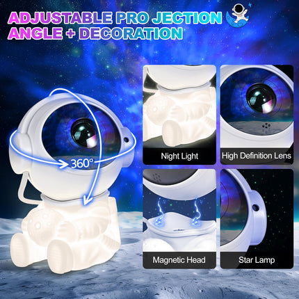 Astronaut Galaxy Projector, Star Projector Galaxy Night Light, Starry Nebula Ceiling LED Lamp with Moon Lamp and Timer, Kids Room Decor Aesthetic, for Christmas, Birthdays, Valentine's Day