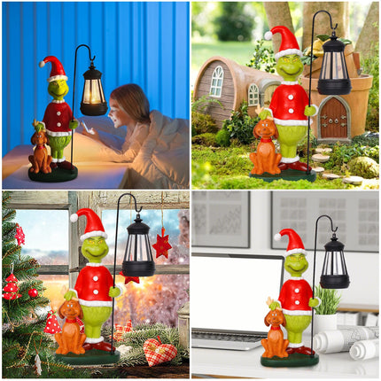 Christmas Decoration Solar Garden Statue Figurine with Light Décor for Outdoor Indoor Home Patio Porch(Style 2)